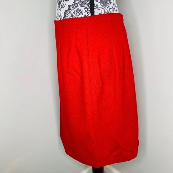 Maggie Lawrence Red Wool Pencil Skirt with slit in the back - Picture 3 of 10